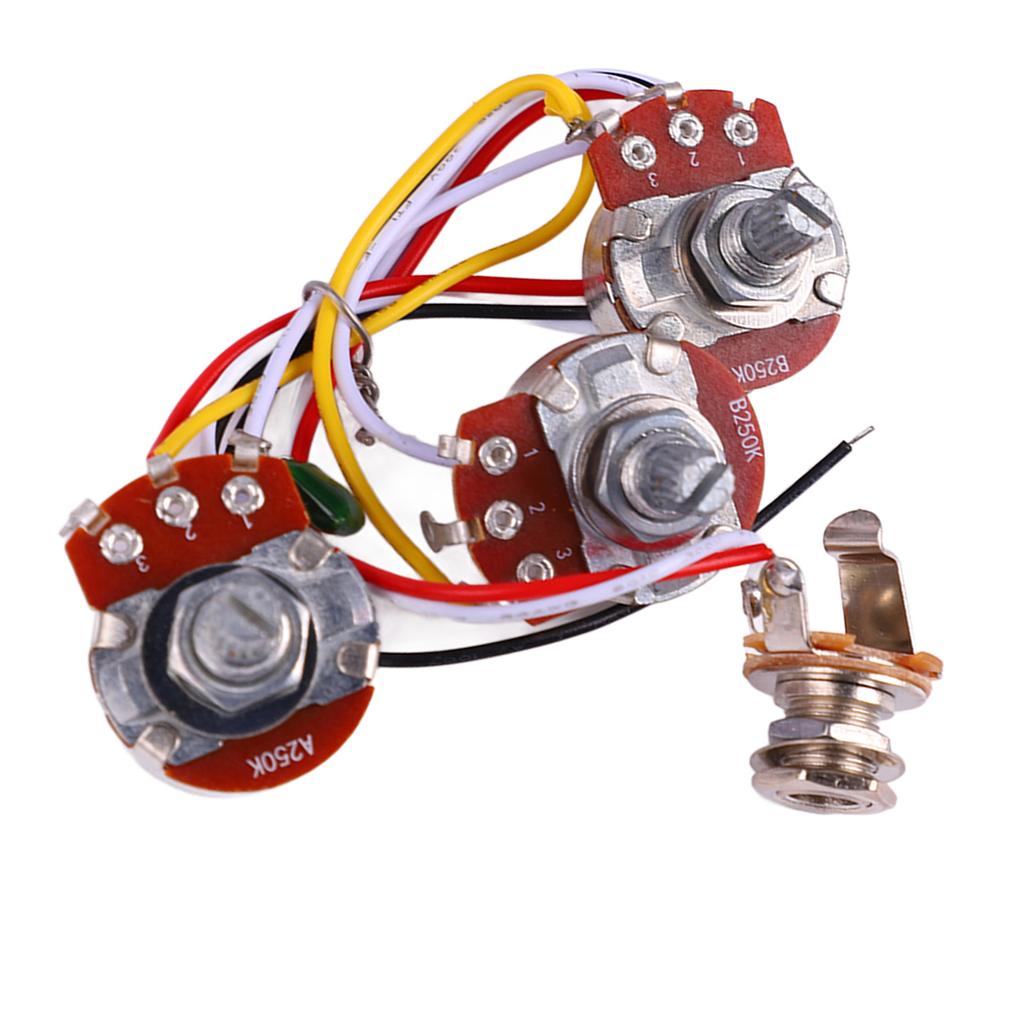 Guitar Potentiometer Kit Jazz Bass Wiring Harness 1 Volume 2 Tone Instrument Accessories A250K B250K with Jack