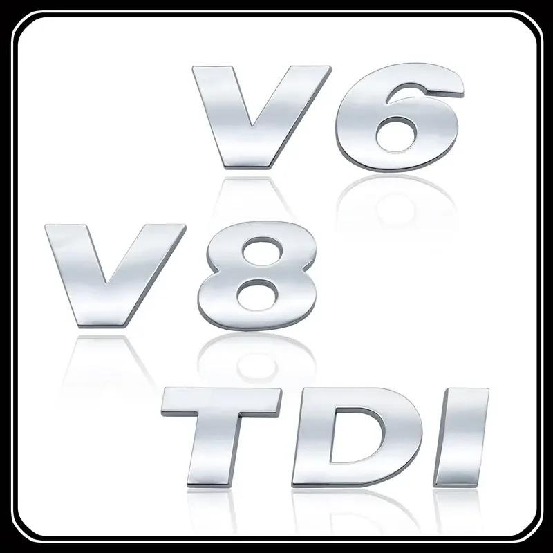 SVLHP1 ABS Electroplated Car Sticker V6 V8 Emblem Tail Badge Decal For VW Touareg TDI Car Accessories