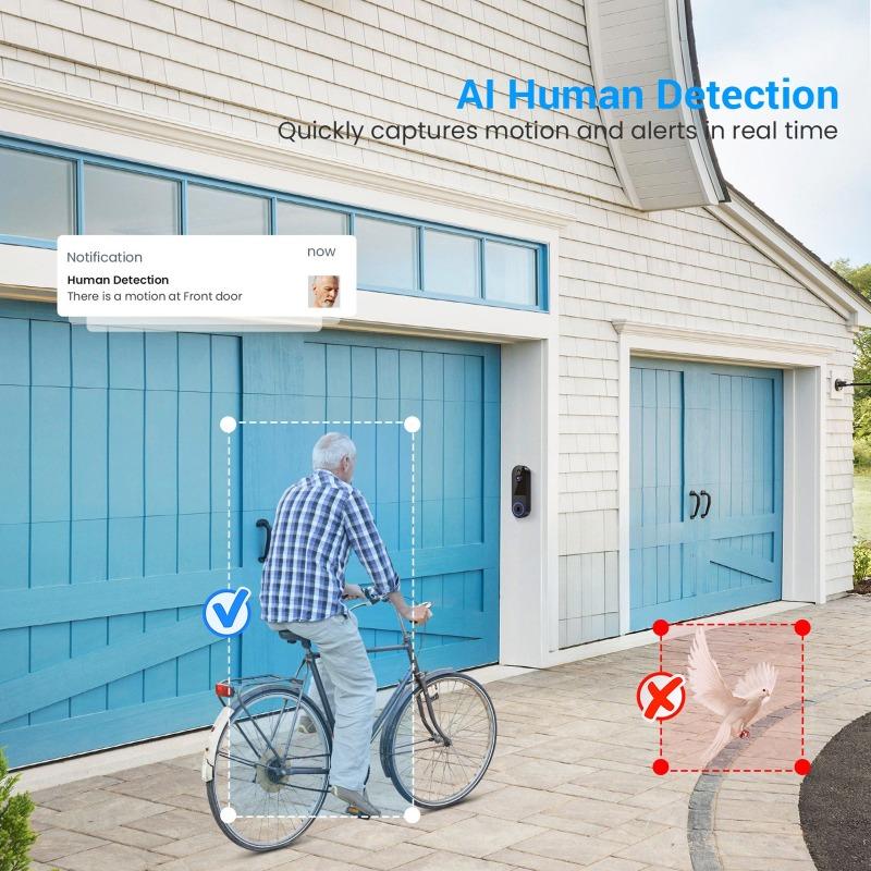 1080P Wireless Doorbell Camera High Definition Night Vision PIR Motion Detection Two-Way Audio Video Door Bells Home Office