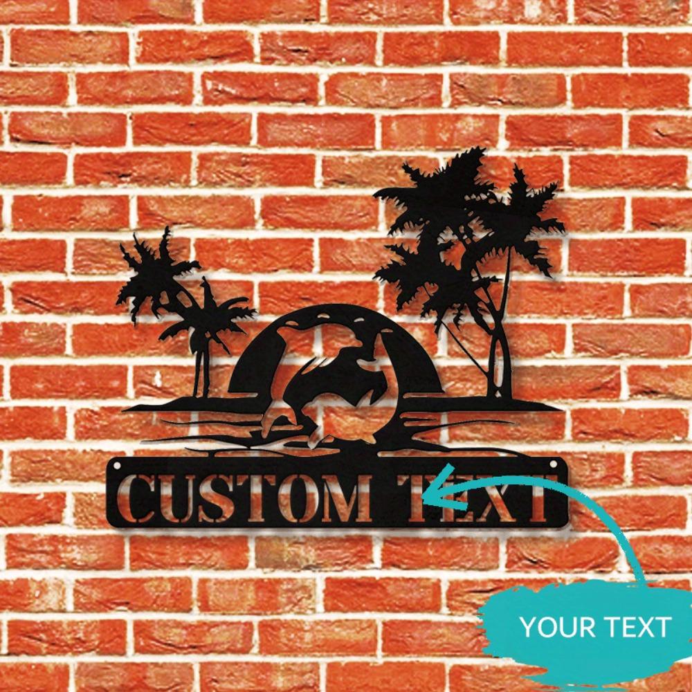 Unique Custom Couple Name Metal Dolphin Sign Contemporary Beach Home Decor Personalized Housewarming Wall Gift
