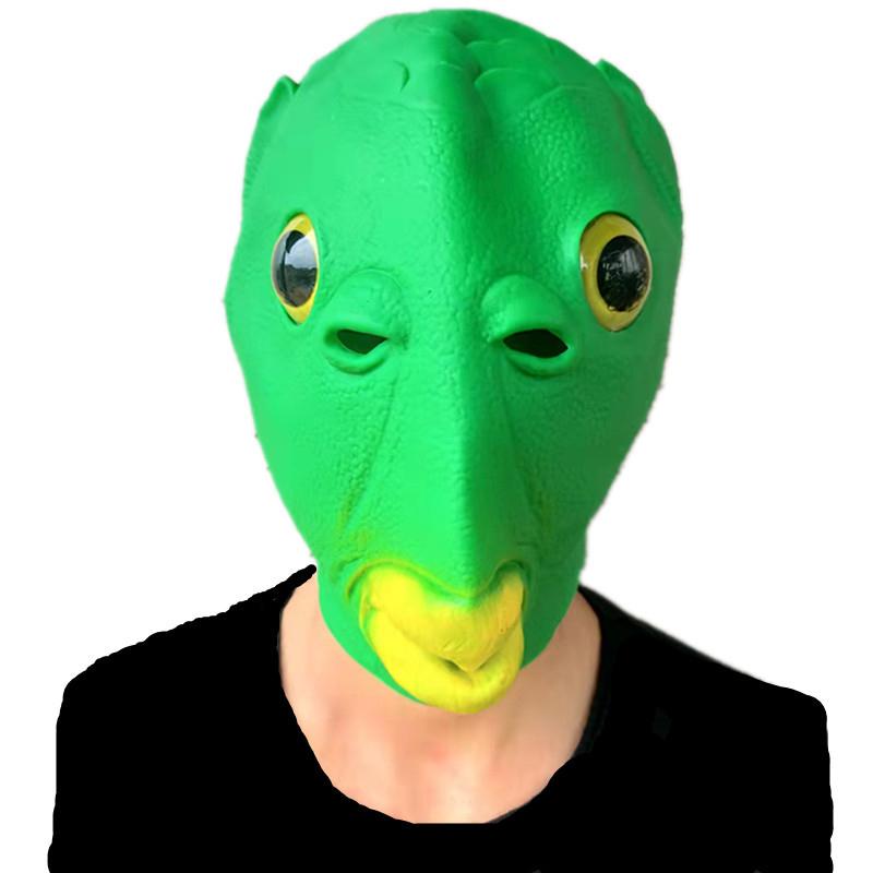 1 Stück, Grüne Fischmaske Lustige Latex Vollkopf Realistische Maske, Maskerade Halloween-Kostüm