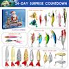 Fishing Advent Calendar 2025 for Men 24 Days Christmas Countdown Calendar with Fishing Lures Set | Unique Xmas Gifts for Dad