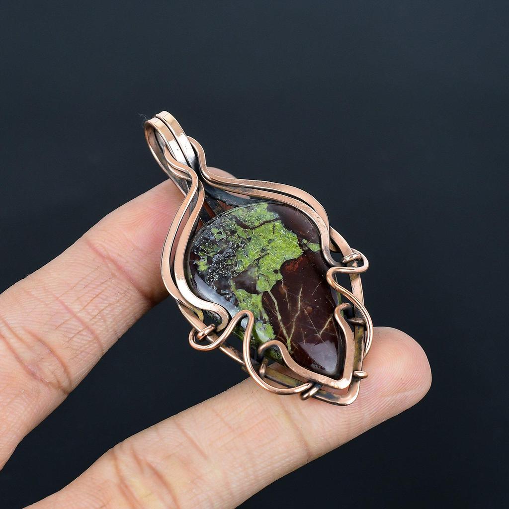 Dragon Blood Jasper 999 Copper Wire Wrapped Pendant, Handmade Gemstone Pendant Jewelry, Gifts For Wife Brand New Pendant