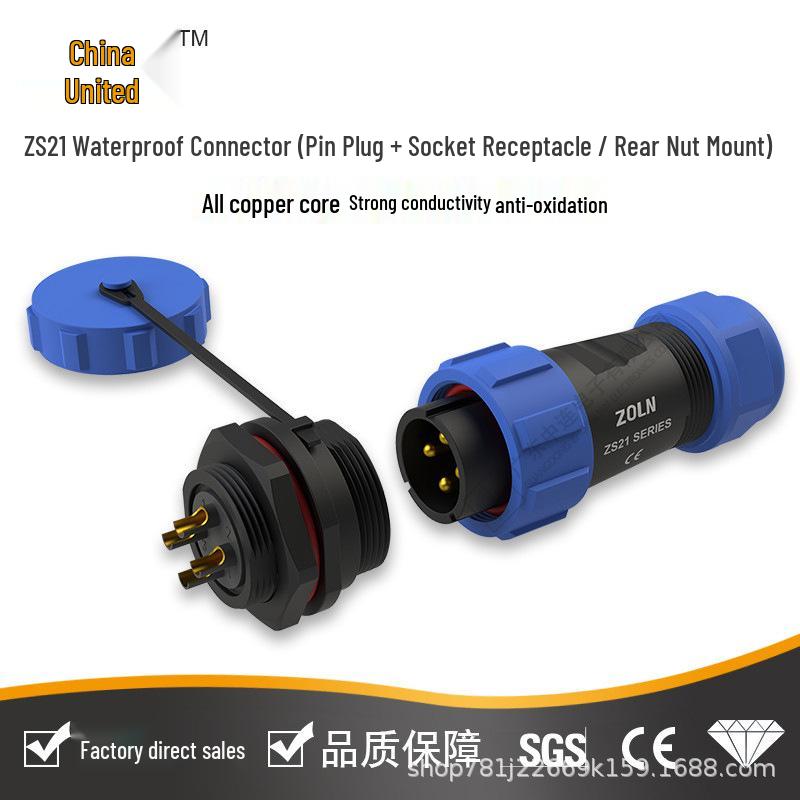 SP/ZS21 Aviation-Grade Waterproof Connector: Male Pin & Female Socket, 2-12 Core Options for Electrical Applications