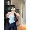 Girly-style Solid-colour Knitted Halter Neck Tank Top for Women A Stylish Retro Summer Top with A Flattering Back Design That Slims The Figure