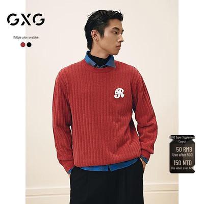 GXG Men's 2025 Spring Letter Patch Knitted Sweater