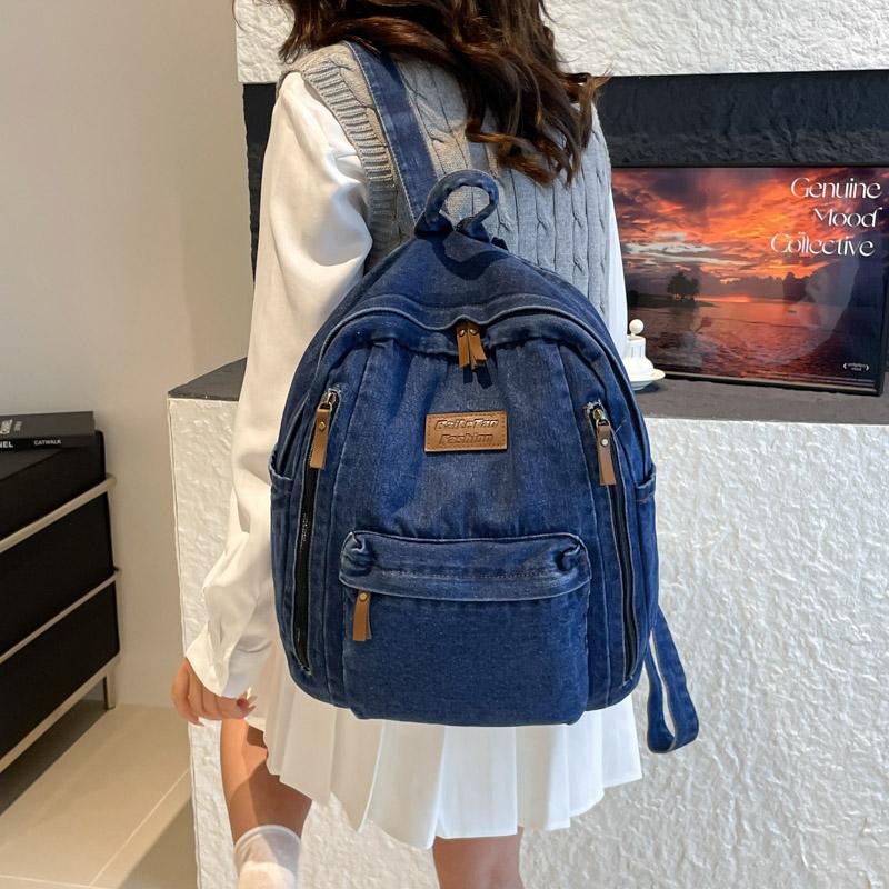 Large Capacity Denim Backpack Women's Backpack Student Travel School Bag