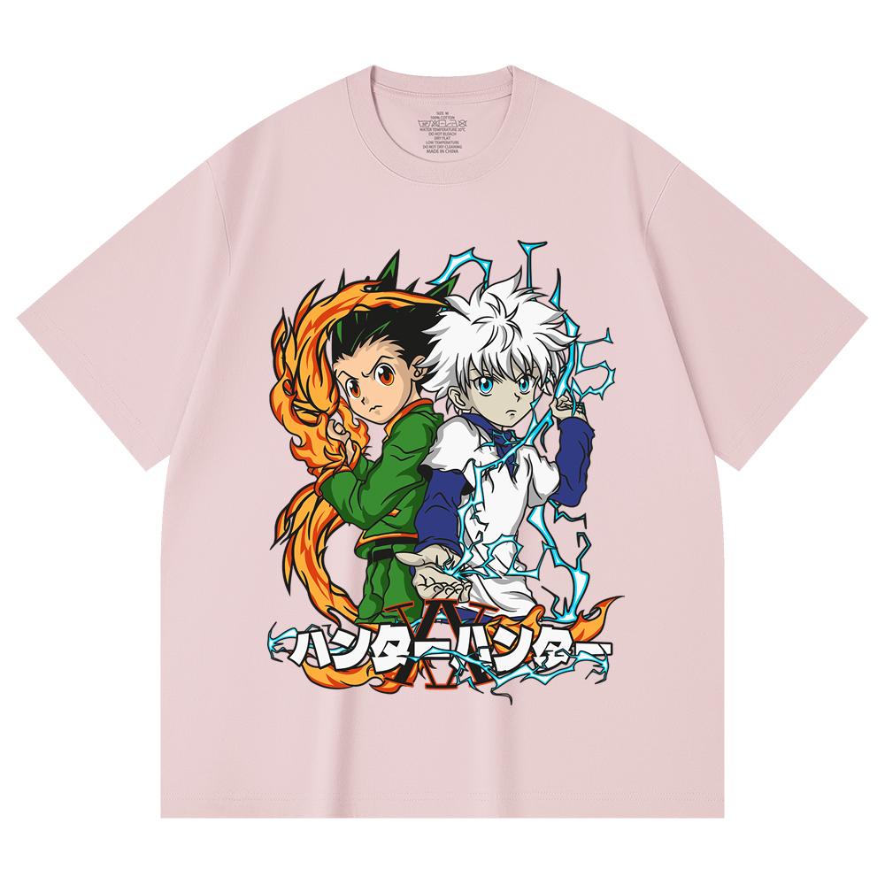 230 Gsm 100% Cotton HXH V7 Gon Killua Print Unisex Heavy Cotton T Shirt