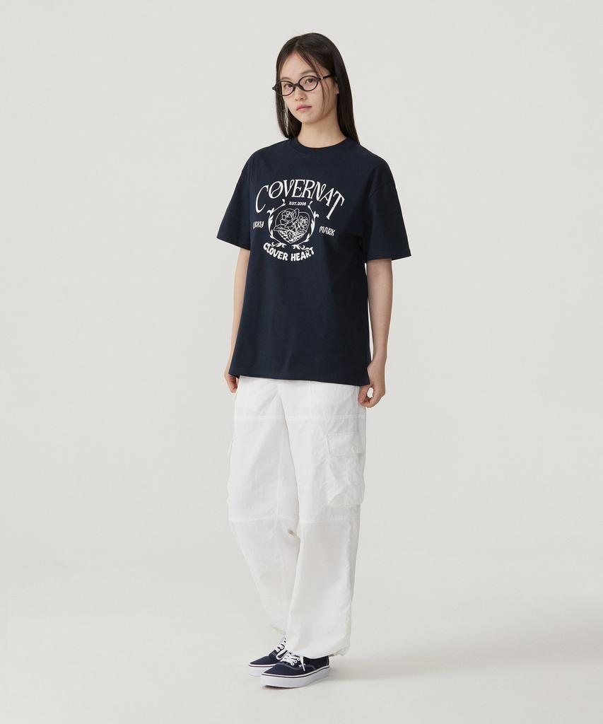 COVERNAT WOMAN Oversized Vintage Graphic T-Shirt Navy