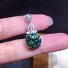 3 Carat Blue-Green Moissanite Pendant with 8 Hearts & Arrows, PT950 Plated, Trending Women's Jewelry