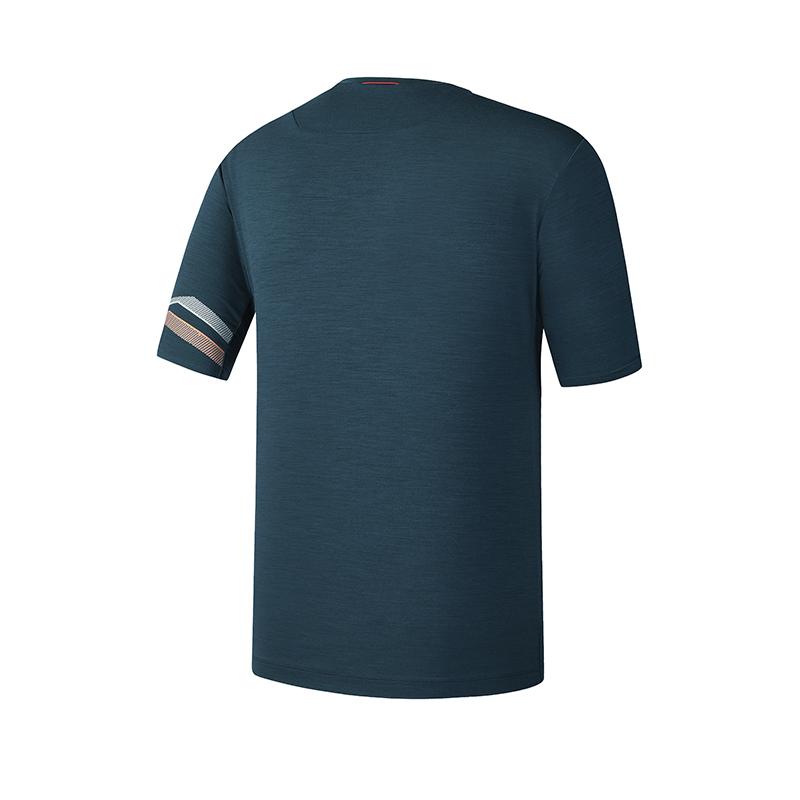 Fila Cycling Comfortable Sports Versatile Breathable Knitted Short Sleeve T-Shirt Men Tops Dark-Reef-Blue A11M518102F-DB