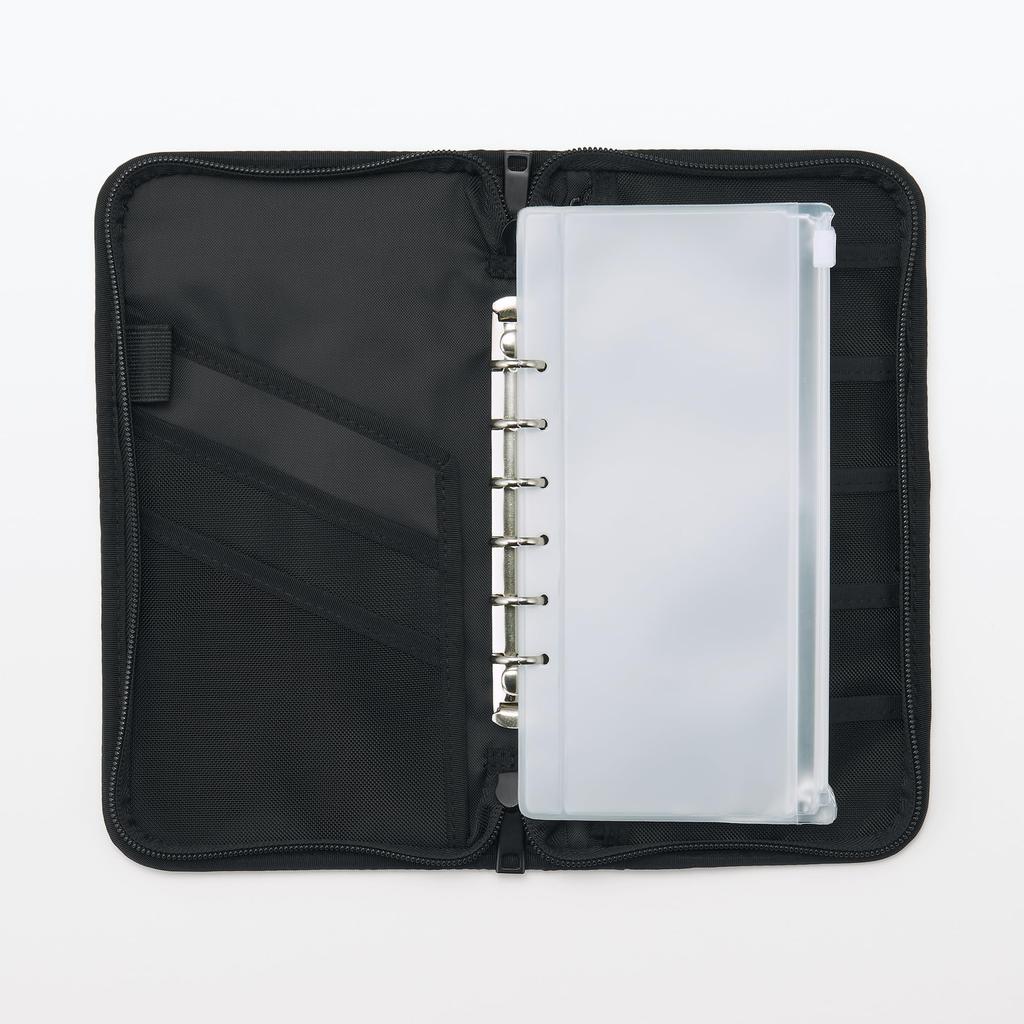 MUJI Polyester Passport Case with Clear X 13 X OHCA3A2S Pocket, Black, Approx. 23.5 2.5 Cm,