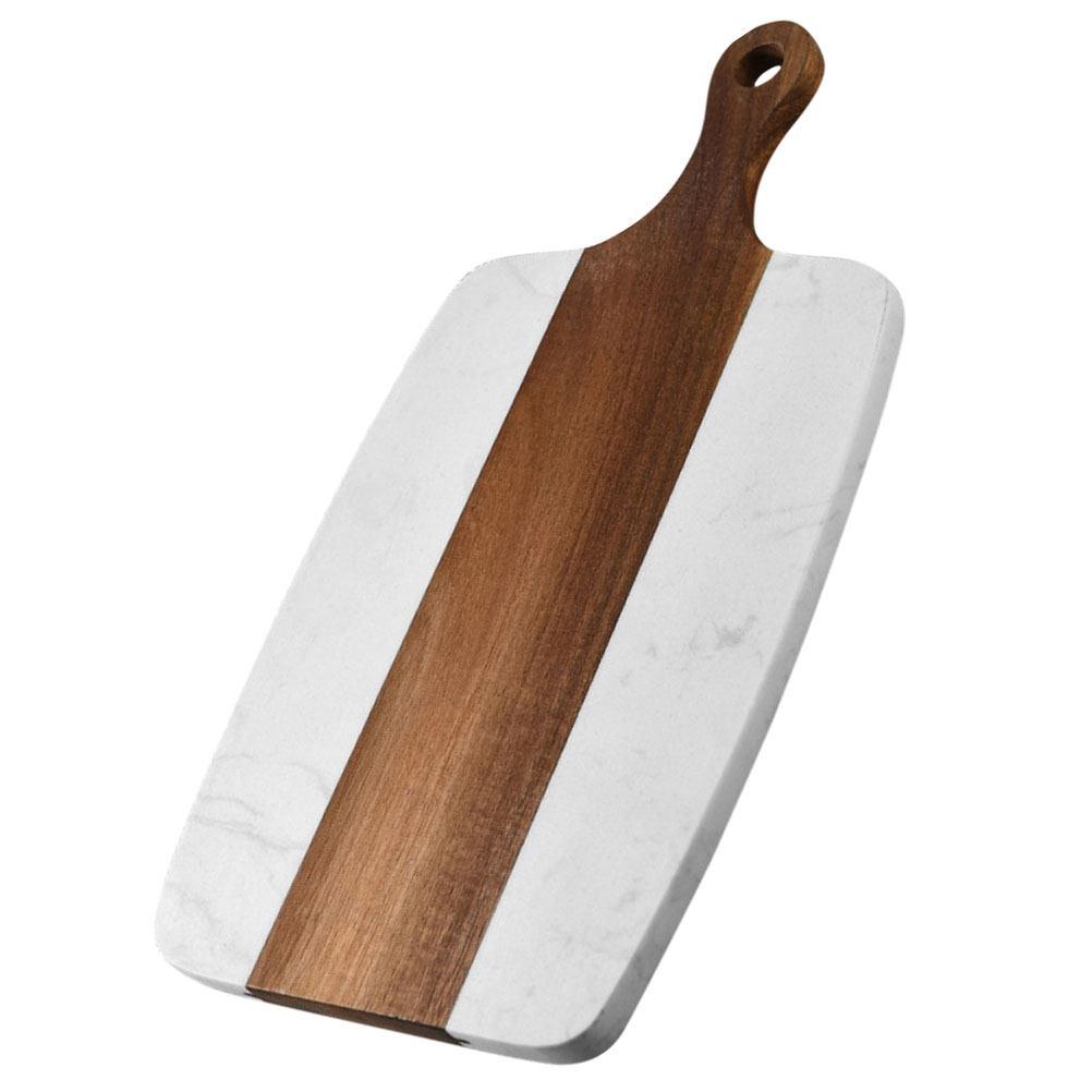 Multi-Functional Wooden Cutting Board with Marble Finish Strong Chopping Block for Daily Cooking Camping Portable Design