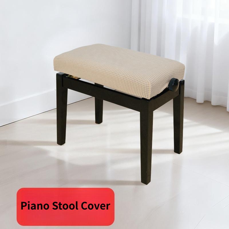 Rekbare Rechthoekige Pianokrukhoes Allesomvattende Eetkamerstoelhoes Antislip Beschermhoes voor Zitting Woonkamer 48x35x7cm beige