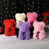 Orso di Fiori di Rosa Teddy Artificiale da 25 cm con Scatola Regalo Romantico di San Valentino Fidanzata Donne Anniversario Forniture per Feste di Matrimonio