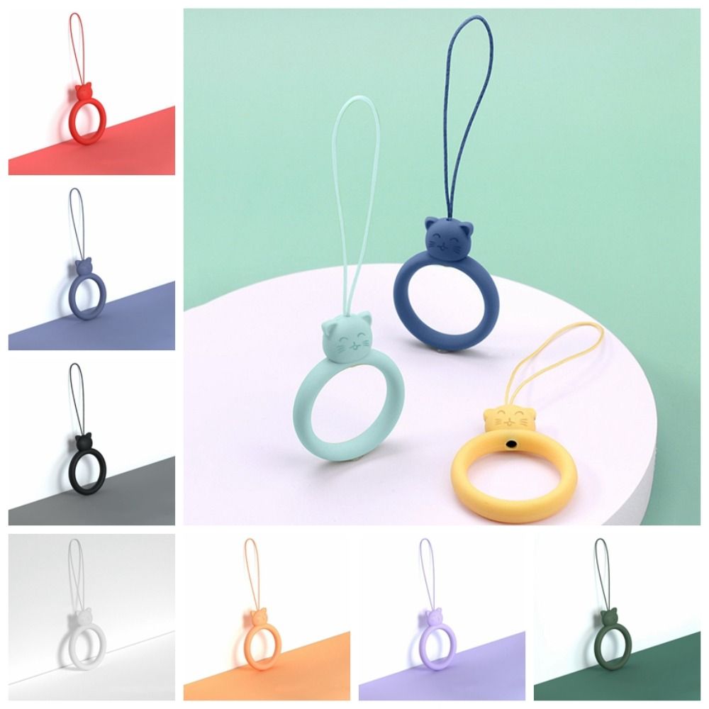 Silicone Lanyard Silicone Pendant Ring Anti-lost Phone Short Lanyard  Keychain Keys Cord