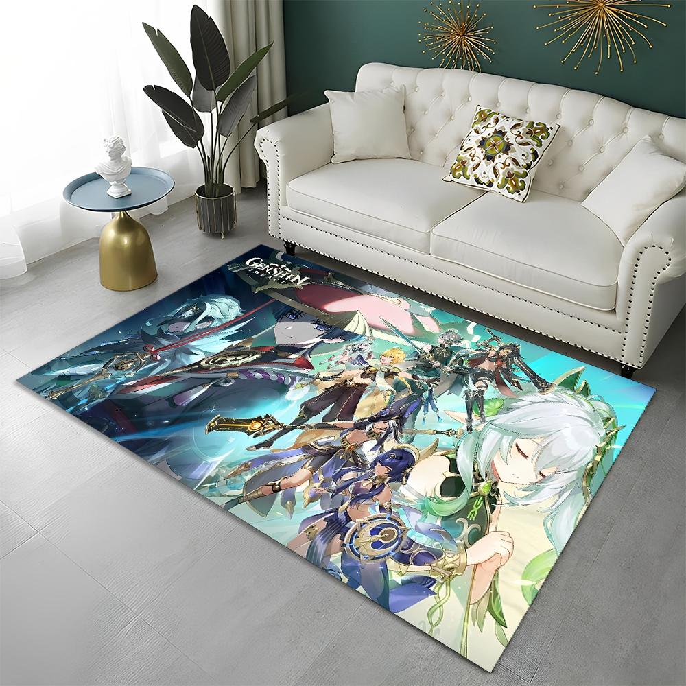 Game Genshin Impact Gamer Cartoon  Carpet Rug for Home Living Room Bedroom Sofa Doormat Decor,Child Area Rug Non-slip Floor Mat