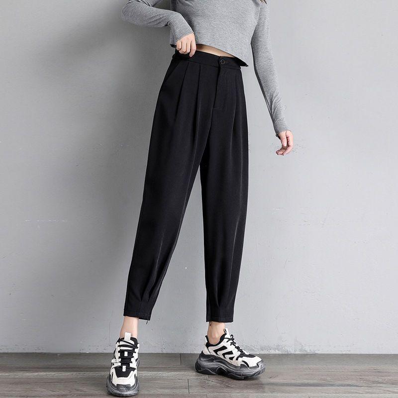 Women's Clothing New Korean Fashion Loose Simplicity Casual Handsome Zipper Solid Pockets Button Office Lady Spring Summer Pants