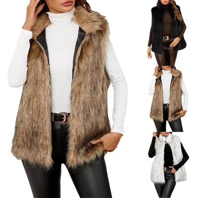 Women's Fashion Faux Jacket Vest Tops Faux  Vest Coat