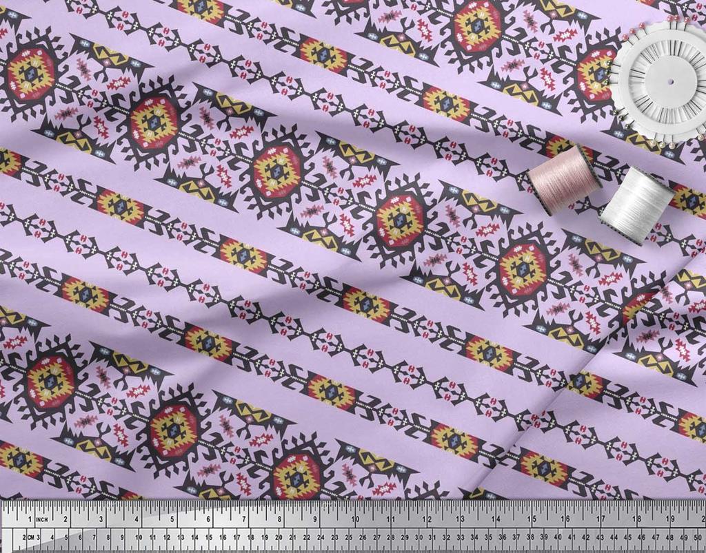 Soimoi Țesătură Satin Crep Japonez Aztec Sud-Vest Imprimată 1 metru 42 Inch