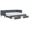 Pull Out Daybed with Drawers Dark Gray 90x200 Cm Velvet
