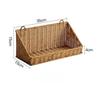 Handwoven Imitation Rattan Wall Hanging Basket Multi Size Kitchen Bathroom Balcony Plant Holder Storage Organizer for Home