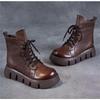 Korean version of soft leather thick-soled Martin boots women's thin boots 2025 new autumn and winter short boots retro versatile knight boots
