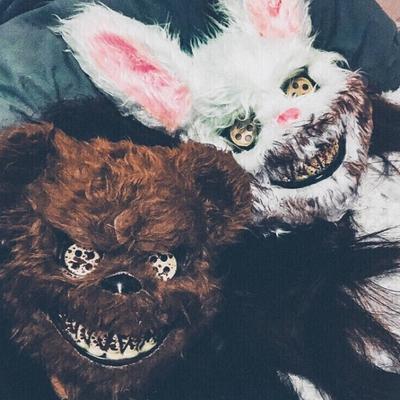 Halloween Party Stage Bloody Rabbit Scary Bear Cosplay Plush Face Mask Head Cover Carnival Costume Props Dance Masquerade Mask