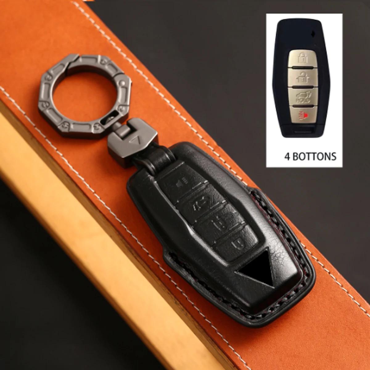 2/3/4 Bottons Leather Car Smart Key Fob Case Keychain For Mitsubishi Outlander Remote Key Cover Shell Accessories