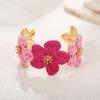 Colorful Raffia Grass Bracelet C-shaped Hand Ring Handmade Woven Flower Bangle  Gift