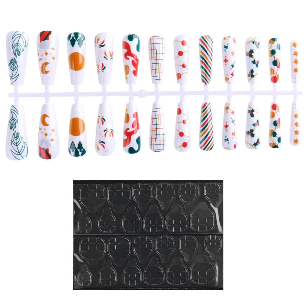 

24 Pcs Christmas Fake Nails Artificial Full Cover Nail Tips Removable Xmas Fingernails for Women Girls