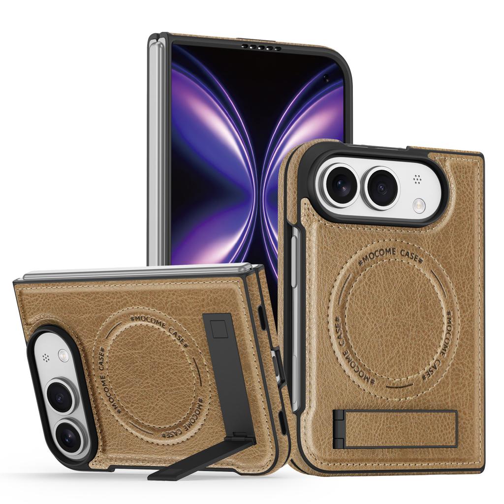 Magnetic Wireless Charging for IPhone Duo Phone Case for IPhone Fold Vintage Leather Kickstand Hard Shockproof Anti Scartch Protective Cover