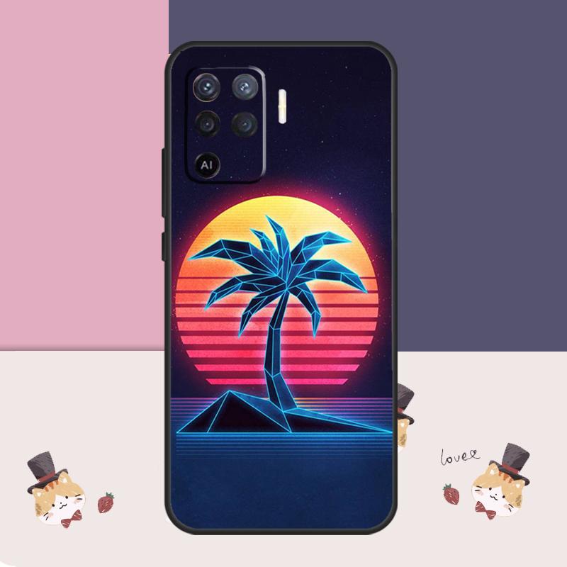 Retrowave Neon Palms Tree Case For OPPO A78 A98 A58 A18 A96 A76 A16 A17 A77 A15 A5 A9 A74 A94 A52 A72 A53S A54S A57S