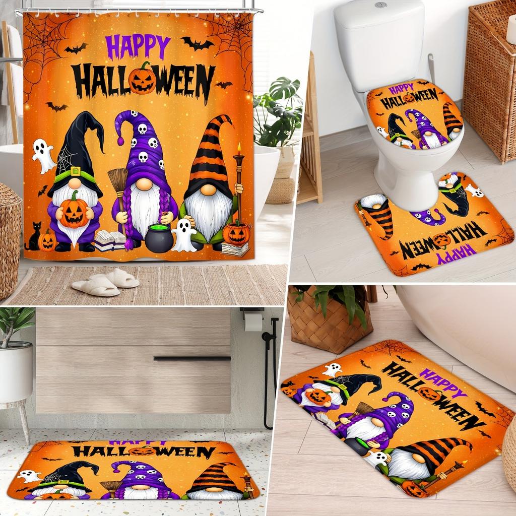 1/4Pcs Halloween Decoration Three Dwarfs Pattern Shower Curtain Bathroom Decor Halloween Decoration Indoor Shower Curtain