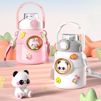 650ML Dětská termální láhev na vodu Pro děti Termoska Hrnček se slámkou Nerezové vakuové termosky Tumbler Termoska BPA Free