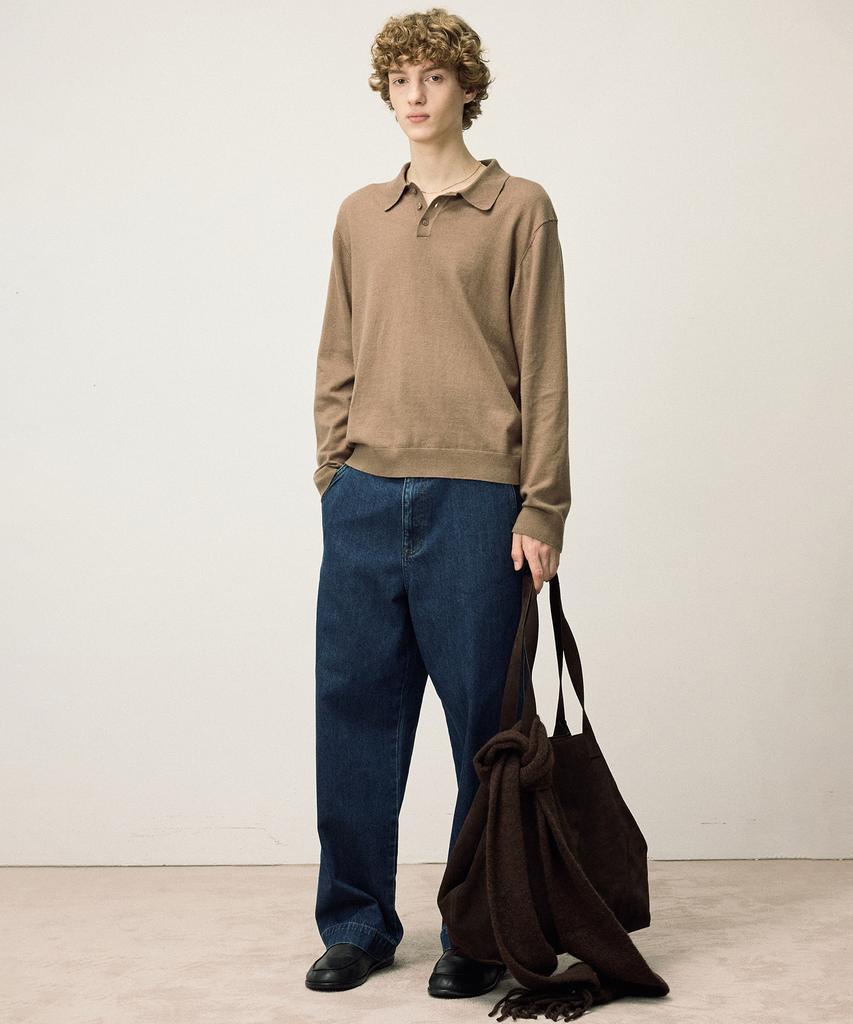 IL CORSO Wool Blend Cozy Polo Knit Brown Iesw5F505W2