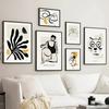 Schwarze Tinte Frau Linie Blätter Abstrakte Galerie Wand Kunst Leinwand Malerei Nordic Poster & Drucke Wand Bild Für Wohnzimmer Dekor