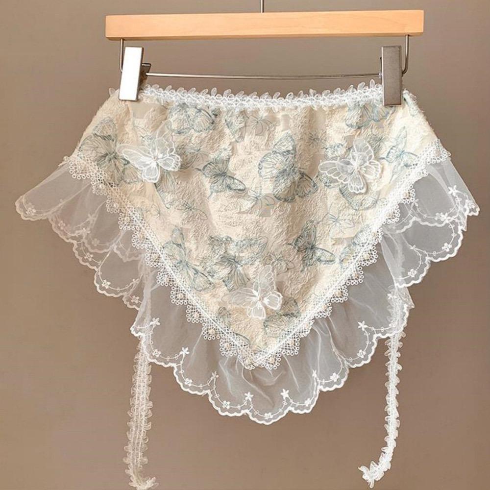 Multicolor Lace Butterfly Headband Floral Patern Headscarf Sweet Triangular Headband  Spring Outing