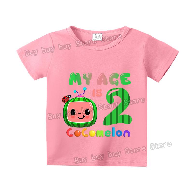 Cocomelons Kids Short Sleeve T-shirt Number 1-9 Cartoon Birthday Children Clothing Summer Sportswear Tshirt Boys Colorful Tee