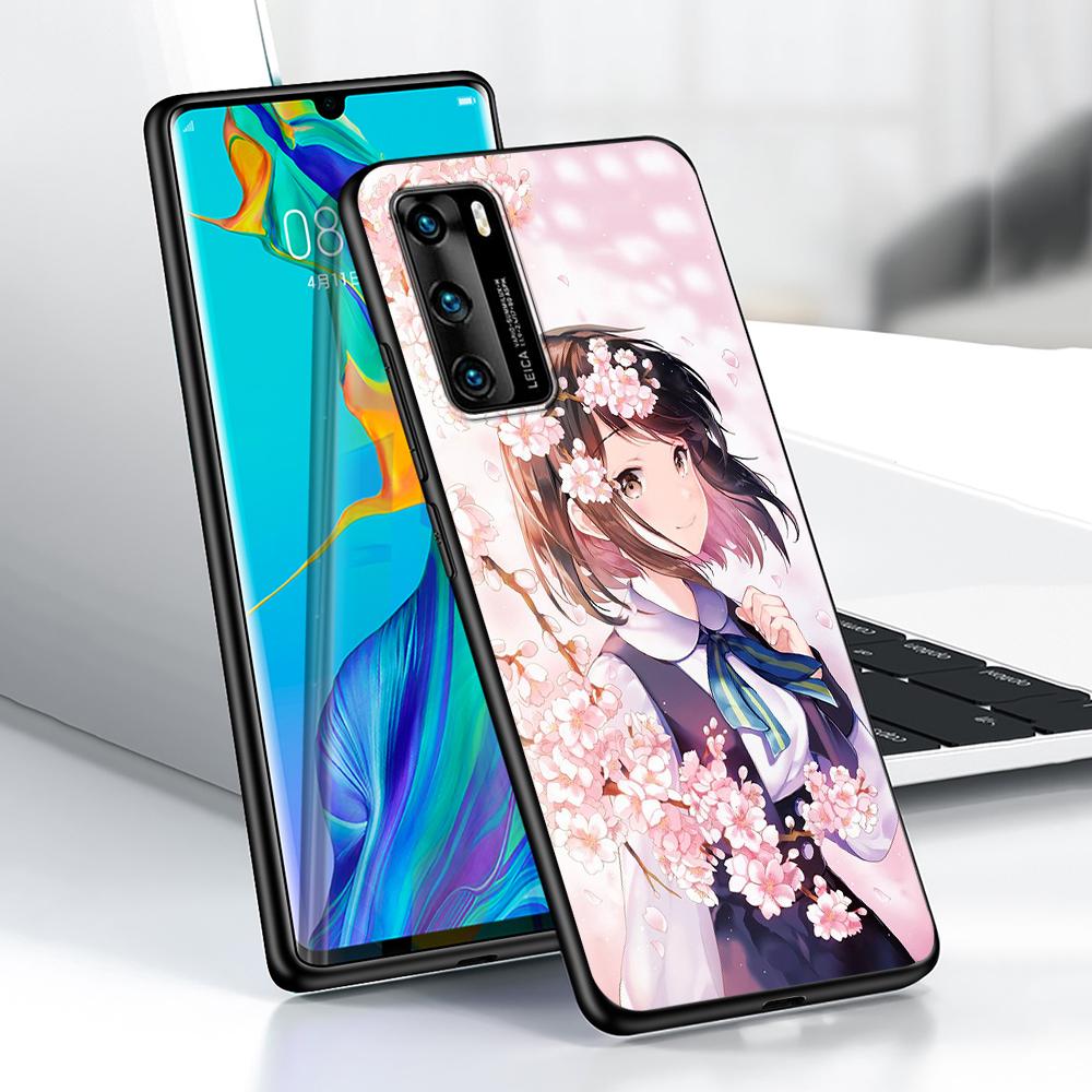 Plum Cherry Blossom Girl Case for Huawei P30 P Smart Z P40 Lite E P20 Y6 Y7 Y9 2019 Honor 8X Play 9A 50 20 Pro Black Soft Cover