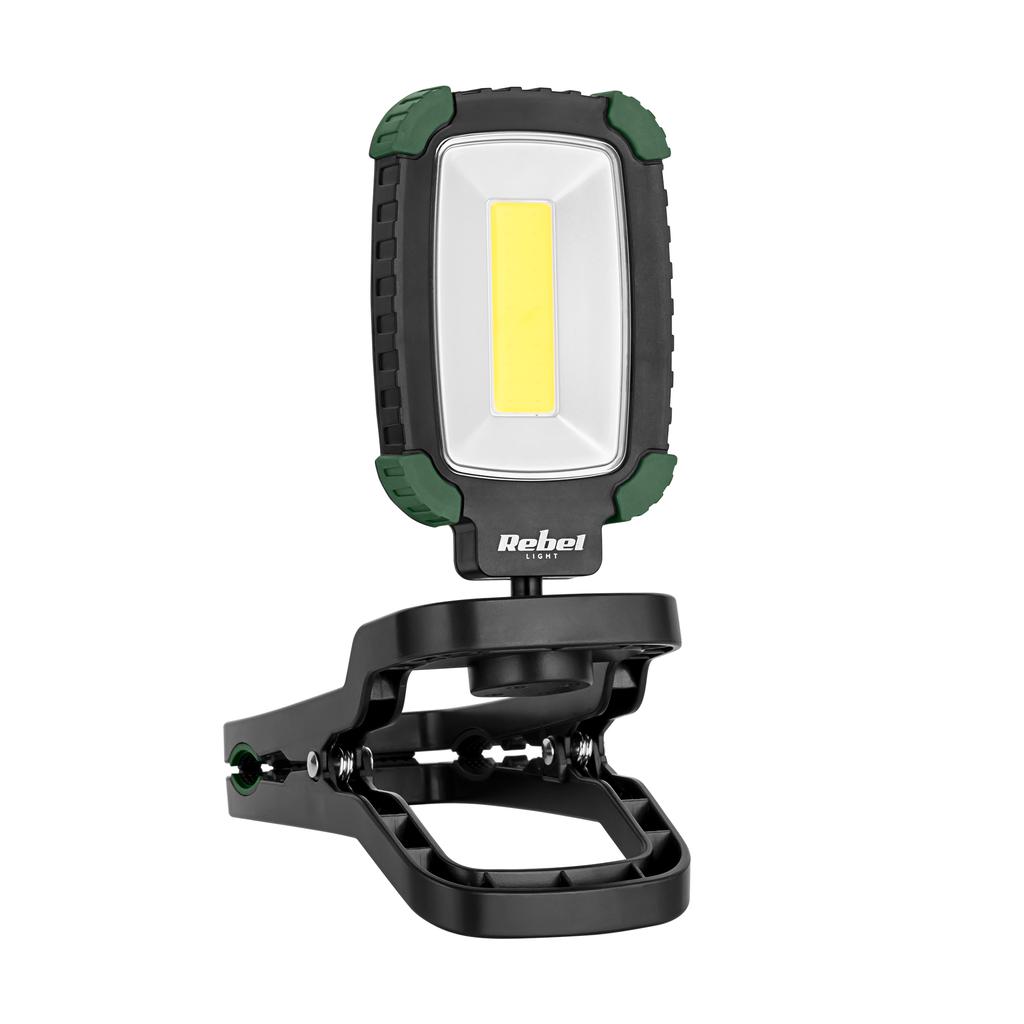Lampa warsztatowa LED Rebel klips 500lm akumulatorowa USB-C COB