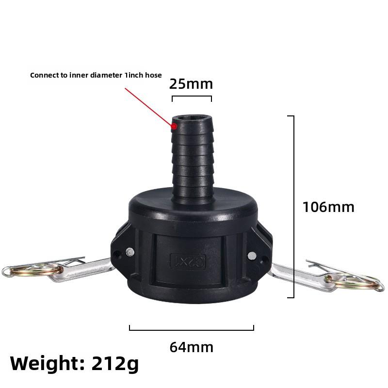 S60*6 IBC Tank Adapter PP Material Camlock Fitting, Type C, 64mm Female Camlock Coupler X 1" 1.5'' 2" Hose Shank