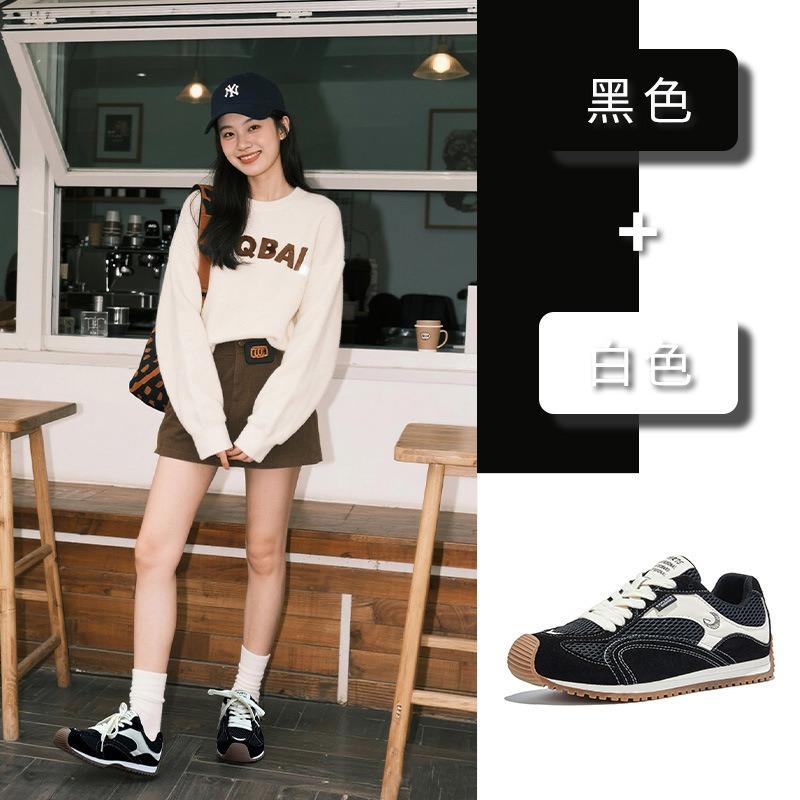 Leather women's autumn new crooked head sports shoes flat running comfortable casual women's shoes