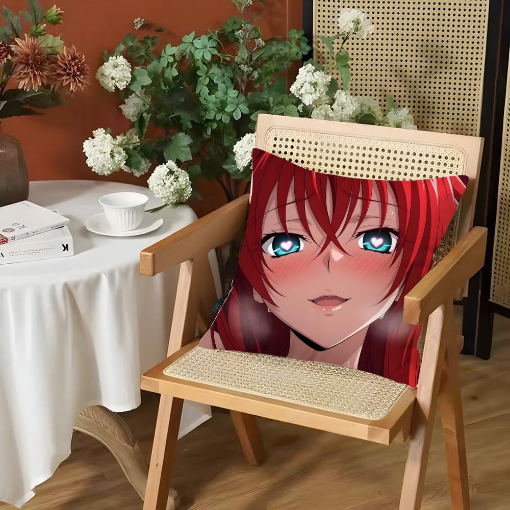 Anime SSchool DxD Cushion Cover Silky Short Plush Invisible Zipper Dustproof Sofa Pillow Case for Home Decor