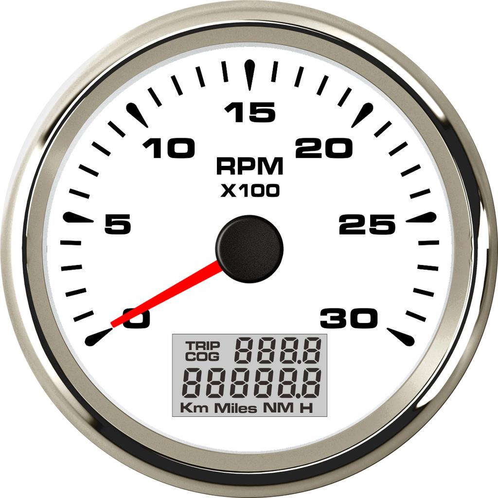 Universal 85mm Car Boat Tachometer Tacho Gauge 0-6000RPM 1-300 Speed Ratio Rev Counters with Trip Hour Meter 7 Colors
