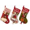 Dekorationen Weihnachten Karostoff Englische Bordüre Schneemann Elch Weihnachtsstrümpfe