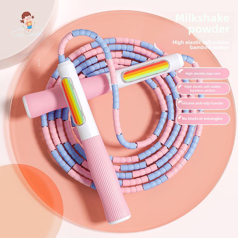Adjustable Bamboo Skipping Rope for Kids with Soft Beads – Ideal for Beginners and Primary Students