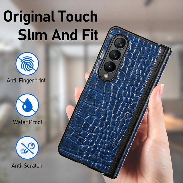 Non -Slip Luxury Crocodile Leather Slim Case For Samsung Galaxy Z Fold4 Fold3 Fold 4 5g Zfold4 Fold 3 Fashion Phone Bag