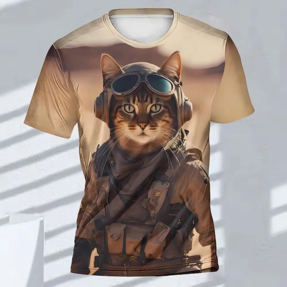 Sommer Herren Freizeit Mode Kreativ Lässig Täglich T-Shirt Locker Lässig T-Shirt 3D Digital Farbe Gedrucktes T-Shirt