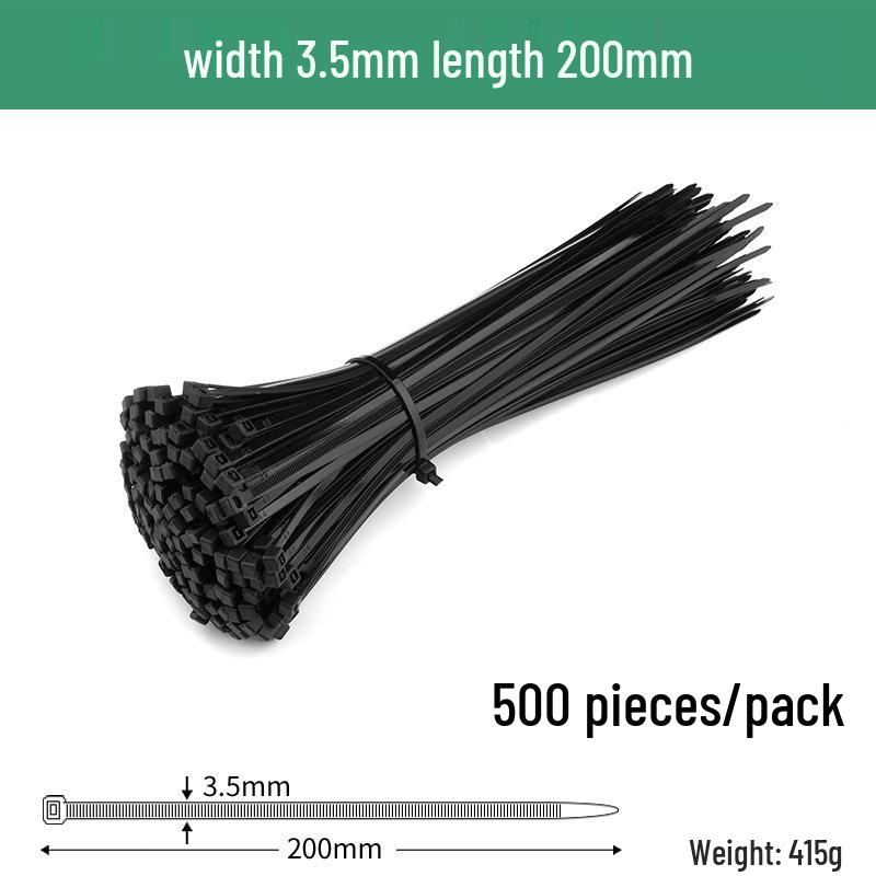 Black Self-Locking Nylon Cable Tie with Strong Anti-Theft Buckle